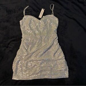 Lucy in the Sky Silver Sequin Bodycon Party/Homecoming Stunner!